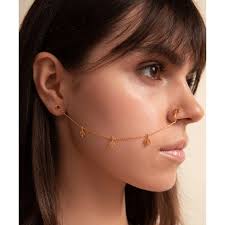 1cm Nose Piercing Ring Sara Silver Nose Pin Pierced, Coral Stone By MOHA