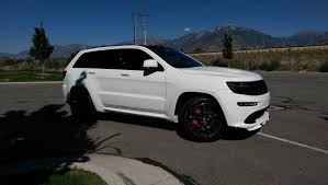 Black And White Jeep Grand Cherokee Added Front Spoiler Lip And Carbon Fiber Roof Debadged Black Out Windows Grill And Rear Light Jeep Grand Cherokee Srt Jeep Grand Cherokee Srt