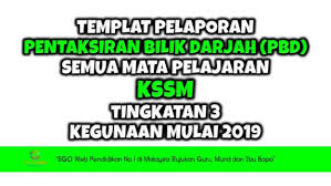 Templat Pelaporan Pentaksiran Bilik Darjah Pbd Semua Mata Pelajaran Kssm Tingkatan 3