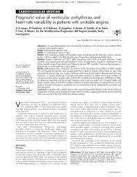 Si parla di angina stabile quando il dolore compare dopo sforzo e regredisce con i farmaci e angina instabile quando compare anche a riposo e può rappresentare un maggior rischio di evento coronarico. Pdf Prognostic Value Of Ventricular Arrhythmias And Heart Rate Variability In Patients With Unstable Angina