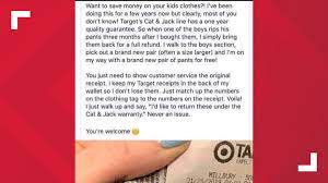 A return policy tells customers what items can be returned and for what reasons, and the timeframe over which returns are accepted. Is Viral Claim About Target S Return Policy A Hack Or Hoax Wcnc Com