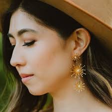 Long Starburst Earrings, Gold Chandelier Earrings, Oversized Celestial  Earrings, Silver Star Stud Earrings, Boho Bridal Jewelry, STEVIE