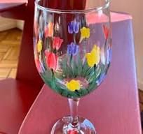Hand Painted Tulip Wine Glass: Personalized Spring Decor - Etsy