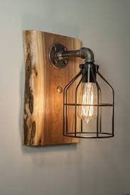 Bathroom Wall Sconce Wood Edison Light Fixture Featuring Live Rustic Light Fixtures Rustic Lighting Steampunk Light Fixtures