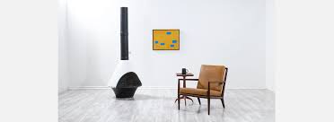 This very interesting and unique pair of modernist andirons are made of cast iron and wrought iron. Mid Century Modern Lancer Wood Burning Fireplace By Malm Danish Modern L A