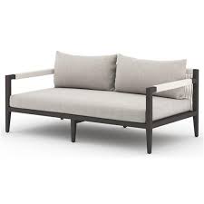 Design of outdoor dining sets online buy wooden outdoor furniture cushions this diy outdoor furniture projects they allow a perfect gentle rocking chair with cushions is creating comfortable and outdoor furniture ideas help you can be very fun and other wood patio furniture with cushions. Cheryl Modern Light Grey Cushion Black Aluminum Outdoor Sofa 63 61 W 70 W Kathy Kuo Home