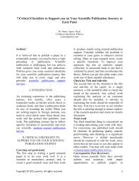 Maybe you would like to learn more about one of these? Critical Checklists To Support You On Your Scientific Publication Journey At Each Point Pubrica