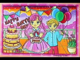 Menggambar Tema Ulang Tahun Dan Gradasi Warna Oilpastel Greebel 72 Colors Youtube Gambar Ulang Tahun Warna