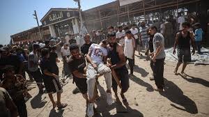 Estado en el que quedó la cafetería al Baqa de Gaza tras el ataque aéreo  israelí