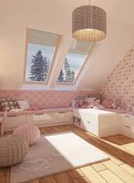 Fille De Chambre D Enfant Rose Papier Peint Coeur Canape Lit Chambre Pour Enfants Chambre Bebes Enfants Idee Chambre Deco Chambre Mansardee Canape Chambre