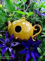 May Garden Birdhouses Flowers Our Fairfield Home Garden Garden Birdhouses Teapot Birdhouse Bird Houses