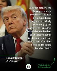 Die ablehnende Haltung des ukrainischen Präsidenten gegenüber bestimmten  Vorschlägen der USA, könnte sich der US-Präsident Donald Trump stören.  US-Vertreter haben der Ukraine in den vergangenen Wochen immer wieder den  Vorschlag unterbreitet, die