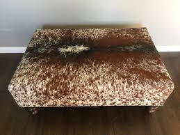 Custom Build Cowhide Ottoman Coffee Table Bench With Nail Head Trim In 2020 Furniture Design Victorian Furniture Cowhide Ottoman