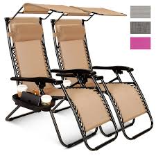 2 Pcs Zero Gravity Folding Lounge Beach Chairs W Canopy Magazine Cup Holder Zero Gravity Chair Outdoor Lounge Chair Outdoor Outdoor Recliner