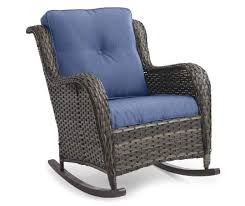 Wilson Fisher Oakmont All Weather Wicker Navy Blue Cushioned Patio Rocker Chair Big Lots Rocker Chairs Wicker Rocker Wicker Patio Set