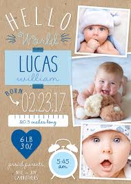 PRINTABLE Hello World Birth Announcement, Welcome Baby, Kraft Paper Baby  Announcement, Introducing Baby Photo, It's a Boy Girl, Digital File