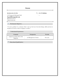 1 Year Experiances Resume Of Mba Finance