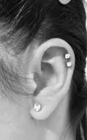 My Left Ear Single Lobe And Double Helix Cartilage Piercings Piercings Diamantohrringe Septum Piercings