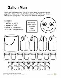 Gallon Man Printable Worksheet Education Com Gallon Man Teaching Math Homeschool Math