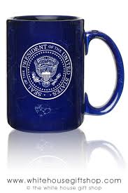 People are always handing them out as gifts or as swag, plus i always seem to find a vintage model or two at a garage sale that i'm compelled to buy. Seal Of The President Blue Mug