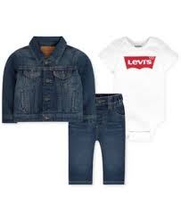 Levi S 3 Pc Denim Jacket Bodysuit Jeans Box Set Baby Boys 0 24 Months Macys Com Girls Denim Jacket Denim Jacket Bodysuit Jeans