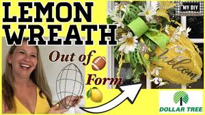 To let the grain of the wood show through a little bit, i just did one light coat. Lemon Wreath Out Of Dollar Tree Football Wreath Form Dollar Tree Diy Bestie Bow Youtube