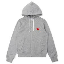 Play red heart crew neck jumper (grey) cotton jersey sweater. Comme Des Garcons Play Women S Multi Heart Hoodie Grey Feature
