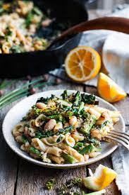 Charred Asparagus Kale Pasta With Lemony Cannellini Beans Recipe Kale Pasta Vegetarian Pasta Recipes Pasta Dishes