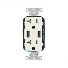 Leviton Decora 20 Amp 125 Volt Combination Duplex Outlet And Usb Outlet White R02 T5832 0bw Usb Usb Type A Samsung Device