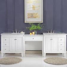 Its wide 54 design is made from solid poplar wood in a neutral finish, and its surface is crafted from engineered stone in a carrara white finish that complements your contemporary decor. Makeup Vanity Tables Bathroom Makeup Vanity Makeup Sink Vanity
