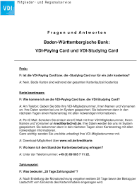 Sperren sie ihre karten deswegen unverzüglich, sobald sie den verlust bemerken. Baden Wurttembergische Bank Vdi Paying Card Und Vdi Studying Card Pdf Kostenfreier Download