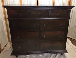 Beautiful Dark Espresso Stained Solid Wood 9 Drawer Tall Dresser Love The Ornate Hanging Drawer Pulls Great Condition Matches Lot 2 This Also Would Make A Beautiful Dining Room Instead of dressing up the natural source of wood for the bookcase or dresser as something else, why not use a dark green paint to promote the sense of earthiness and nature.