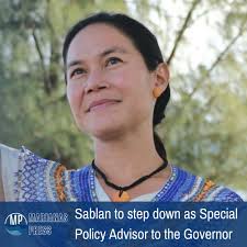 Tina Sablan, a former Democratic candidate for governor, has announced her  resignation from her position as Senior Policy Advisor and Special  Assistant for Climate Policy & Planning in the Office of the