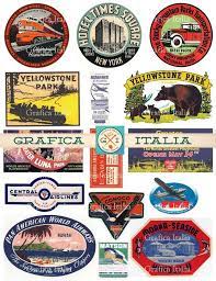 15 large usa travel stickers retro digital printable collage sheets vintage luggage labe travel stickers printable travel stickers printable collage sheet