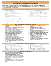 Occupational And Physical Therapy Interview Questions Pdf Occupational Therapy Schools Physical Therapy Programs