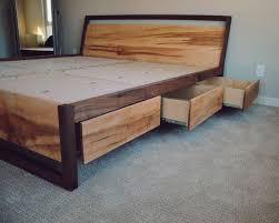 Walnut And Figured Maple Storage Bed Platform Bed Slanted Headboard Eco Finishes Carb Ii Compliant Material Solid Wood Platform Bed Platform Bed With Storage Modern Storage Beds