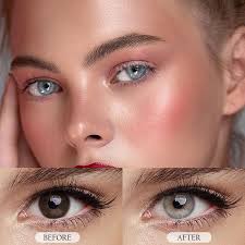 MYEYEBB Aurora Gray Colored Contact Lenses Yearly Cosplay Halloween Contacts Light Gray Prescription Colored Contacts -3.50