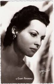 Gaby Andreu. French postcard by SERP, Paris, no. 18. Photo: Studio  Harcourt. French actress <strong>Gaby André</strong> (1920-1972) was a film  star during World War II, who later became the mother of another