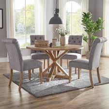 Homesullivan Huntington Grey Linen Button Tufted Dining Chair Set Of 2 40e206c Gl2p The Home Depot Meja Makan Bulat Meja Makan Ide Dekorasi Rumah