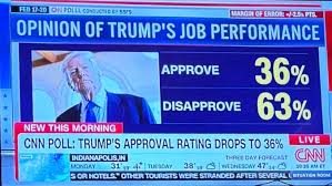 Trumps approval rating is now the lowest for a President at this point of  his term in 100 years. The 36% approve are exactly what his base is. He has  a very