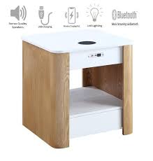 Jf404 San Francisco Speaker Charging Bedside Lamp Table With Light White Oak In 2020 Furniture Bedside Cabinet Smart Furniture