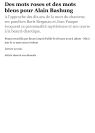 Gje l'appellerai sans la nommer, je suis peut être démodé. Des Mots Roses Et Des Mots Bleus Pour Alain Bashung Fichier Pdf