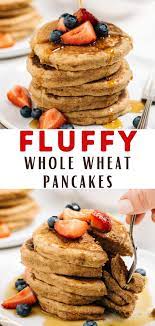 Light Fluffy And Perfectly Sweet Whole Wheat Pancakes Recipe Wheat Pancakes Whole Wheat Pancakes Recipes