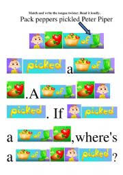 Check spelling or type a new query. Peter Piper Tongue Twister Esl Worksheet By Likamisura