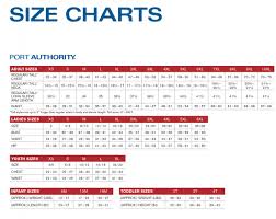 Size Chart Port Company Port Authority Sport Tek Red