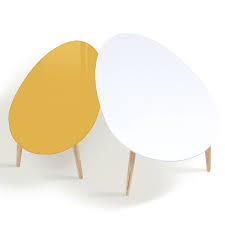 Table basse scandinave plateau chêne. Lot De 2 Tables Basses Gigognes Laquees Jaune Blanc Pas Cher Id Market