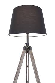 Kiom Retro Leuchte Stehleuchte Elvy Schwarz Holz Dreibein 10855