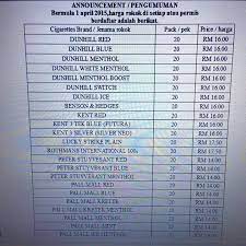 Cigarette prices are set to go up at the end of this month or within three weeks, says health minister datuk seri dr dzulkefly ahmad. Bat Tobacco Company Confirms Cigarettes Price List Is False Hype Malaysia