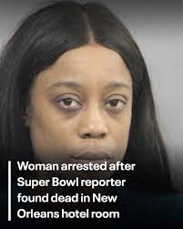 A woman with a history of drugging men and stealing their credit cards was  arrested in a New Orleans suburb after a sports reporter covering the Super  Bowl was found dead in