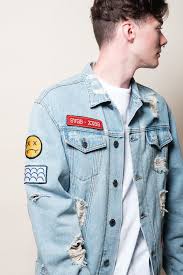 Black And Blue Split Denim Jacket Brooklyn Cloth Collaborations Jackets Men Fashion Denim Jacket Patches Streetwear Jackets